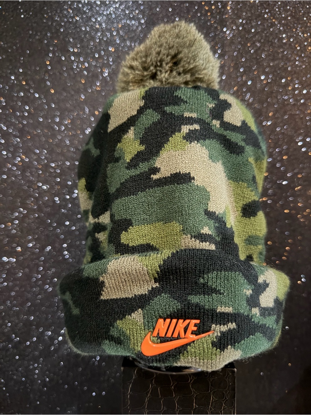 Nike Camo Beanie Hat with Pom